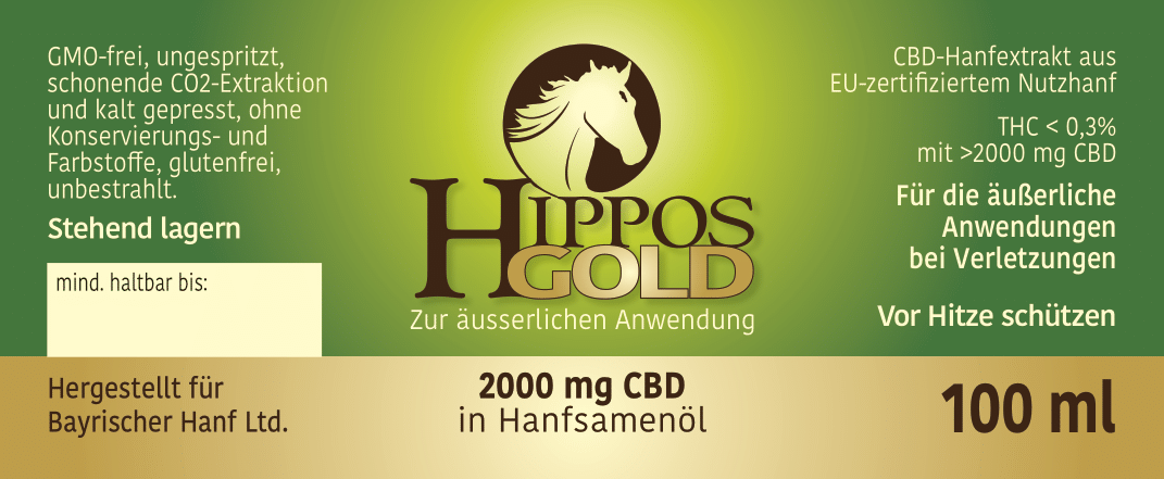 Hippos Gold - CBD-Hanföl für Pferde zur äußerlichen Anwendung