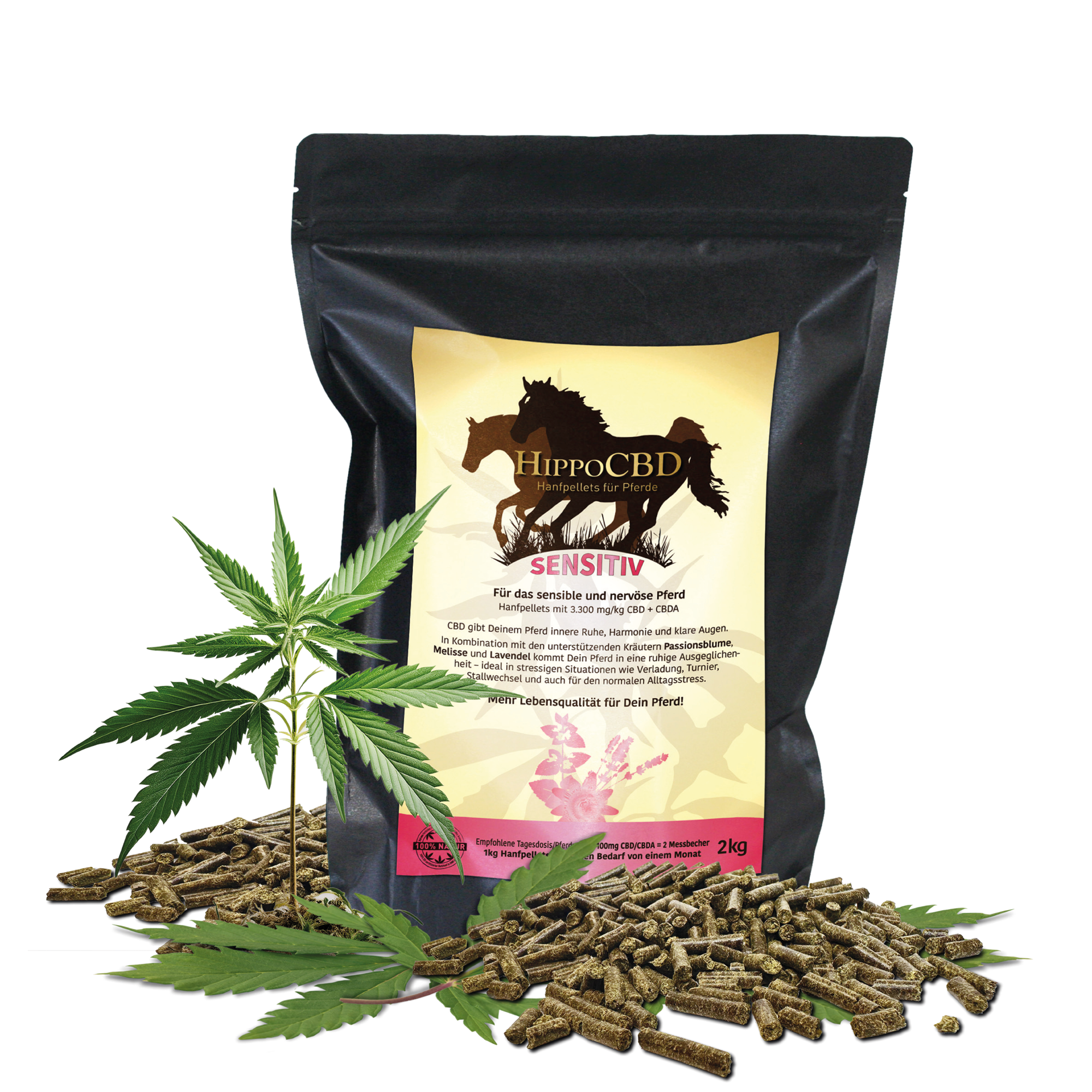 HippoCBD® Sensitiv - Hanfpellets für sensible und leicht nervöse Pferde