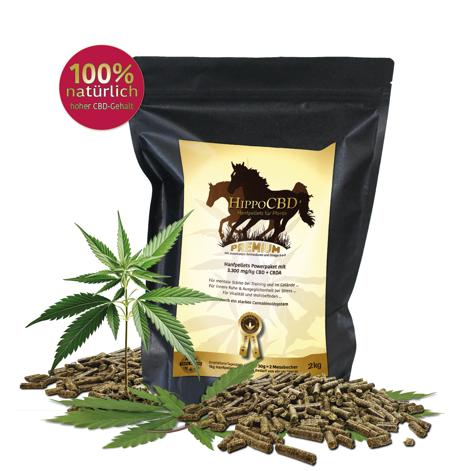 HippoCBD® Premium - Hanfpellets für Pferde
