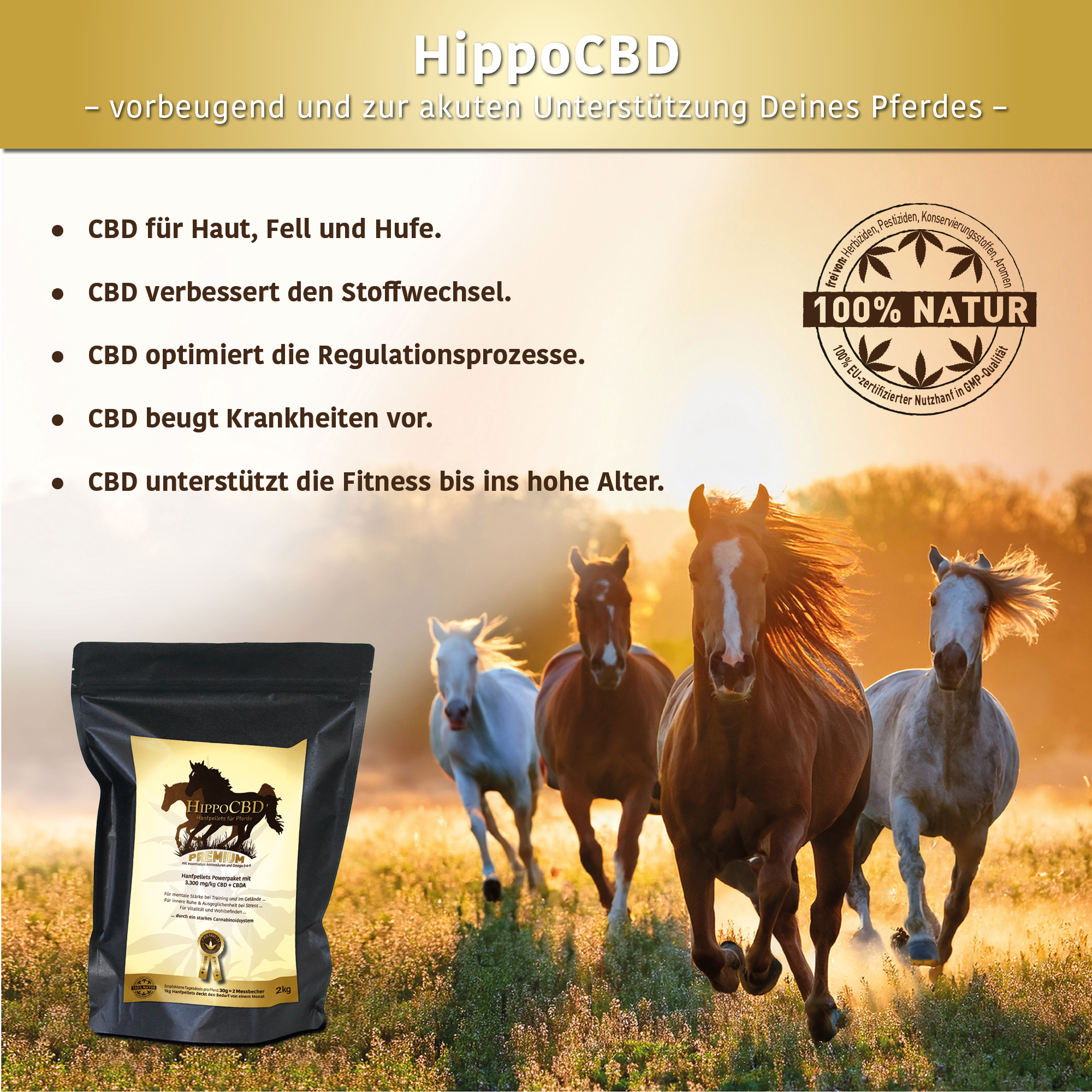 HippoCBD® Premium - Hanfpellets für Pferde