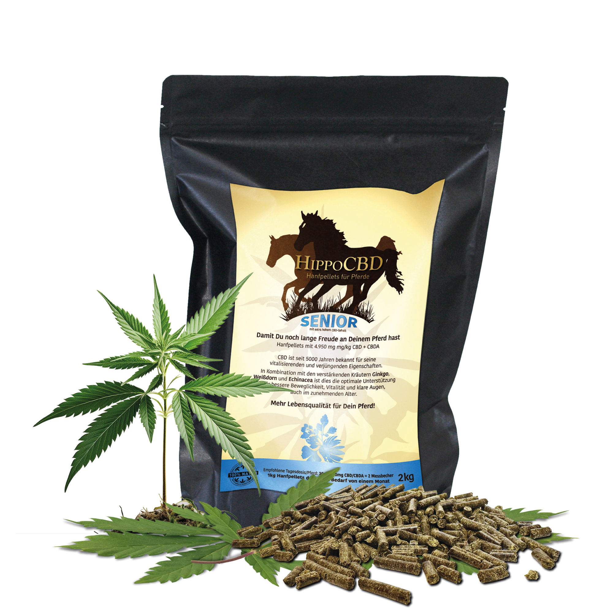 HippoCBD® Senior - Hanfpellets für ältere Pferde